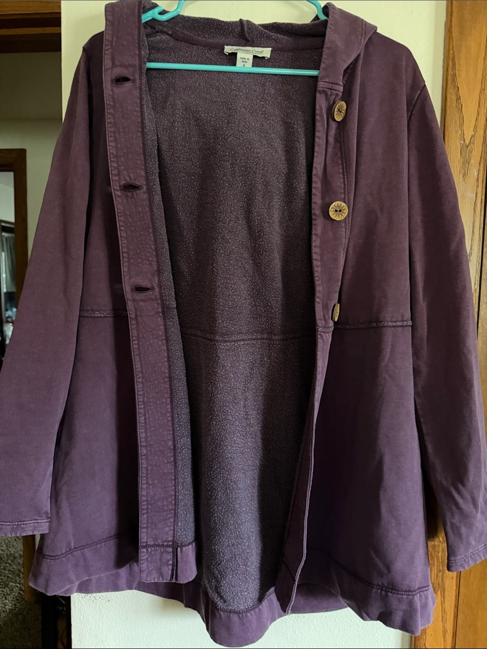 Coldwater Creek Plum Hooded Trench Coatigan